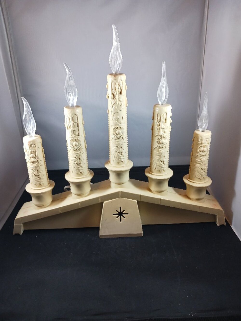 Vintage Empire 5 Candelabra Flat Flames Christmas Light Decor